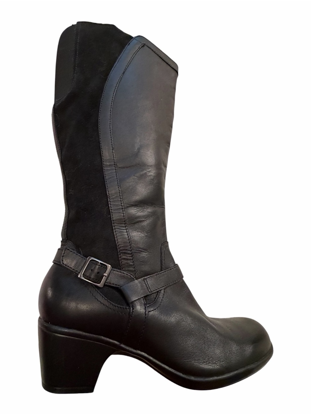 Clarks Ingalls Dover Black Leather Boot. Classic Black Knee-High-Size 10